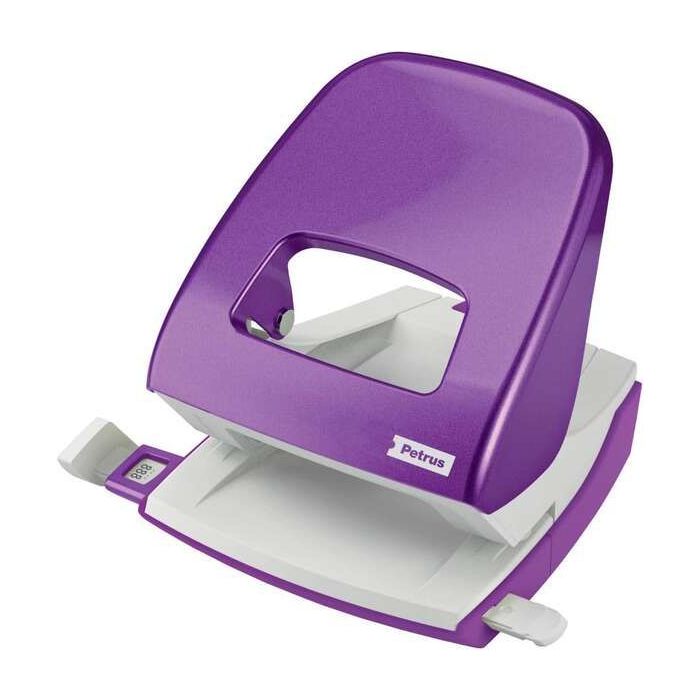 Petrus 62 Taladro Perforador - Hasta 30 Hojas - Marcas de Formato - Punzones 5.5mm - Color Violeta Metalizado