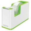 Leitz WOW Dispensador de Cinta Adhesiva - Para Rollos de hasta 19mm x 33m - Incluye Cinta Autoadhesiva Escribible - Color Blanco/Verde
