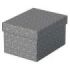 Esselte Pack de 3 Cajas Pequeñas de Almacenamiento con Tapa 200x150x255mm - Carton 100% Reciclado y Reciclable - Diseño Gris con Dibujo