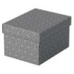 Esselte Pack de 3 Cajas Pequeñas de Almacenamiento con Tapa 200x150x255mm - Carton 100% Reciclado y Reciclable - Diseño Gris con Dibujo