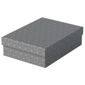 Esselte Pack de 3 Cajas Medianas de Almacenamiento con Tapa 265x100x360mm - Carton 100% Reciclado y Reciclable - Diseño Gris con Dibujo