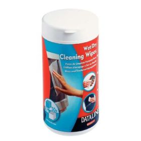 Esselte Bote de 50 Toallitas Secas y 50 Toallitas Humedas para Pantallas, Superficies Plasticas, Impresoras, Teclados, Telefonos y Equipos de Oficina