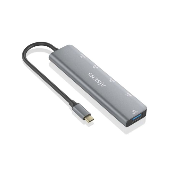 Aisens Hub USB 3.2 Gen1 5G USB-C - USB-C/M-1xUSB-C PD100W/H-1xUSB-C/H-3xUSB-A/H - 15cm