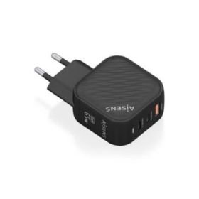 Aisens Cargador GAN 65W - 2xUSB-C PD3.0 QC4.0 - 1xUSB-A QC3.0