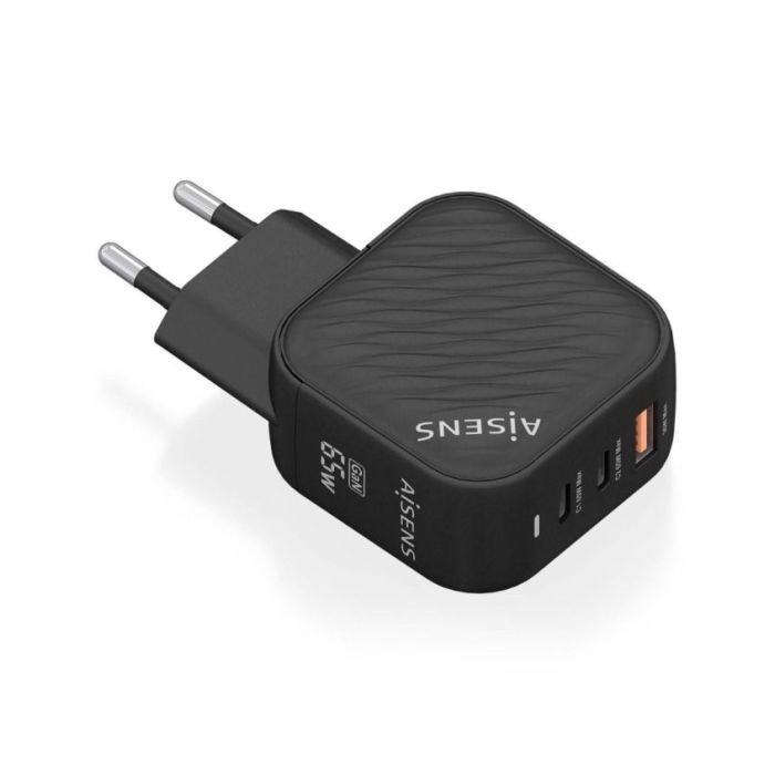 Aisens Cargador GAN 65W - 2xUSB-C PD3.0 QC4.0 - 1xUSB-A QC3.0