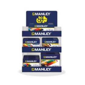 Manley Expositor de 40 Packs Surtidos de Ceras Blandas - Trazo Suave - Gran Variedad de Tecnicas y Aplicaciones - Fabricacion Artesanal - Colores Surtidos