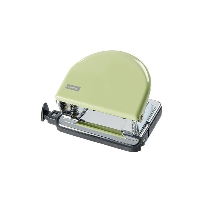Petrus 52 Retro Taladro Perforador Metalico - Hasta 20 Hojas - Marcas de Formato - Facil Vaciado - Punzones 5.5mm - Color Mellow Yellow