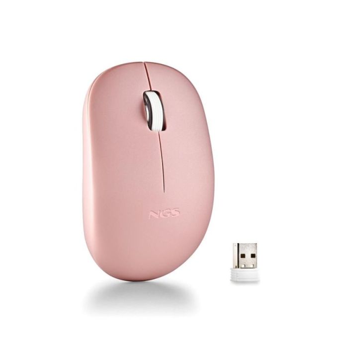 NGS Raton Inalambrico con Teclas Silenciosas - 2 Botones - Ambidiestro - Color Rosa
