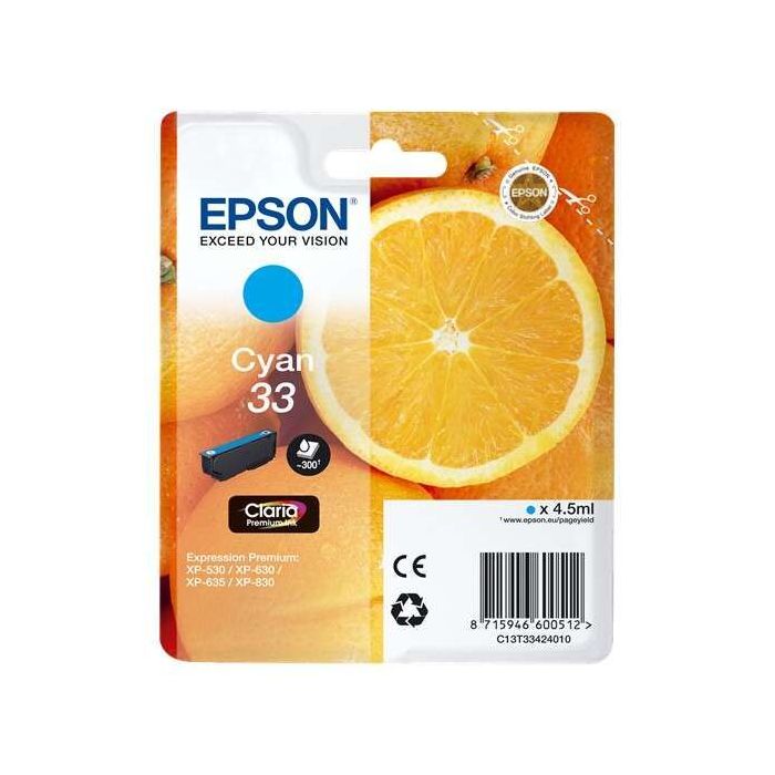 Epson T3342 (33) Cyan Cartucho de Tinta Original - C13T33424012