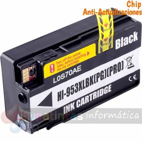 HP 953XL Negro Cartucho de Tinta Pigmentada Genérico - Reemplaza L0S70AE/L0S58AE (Chip Anti-Actualizaciones)