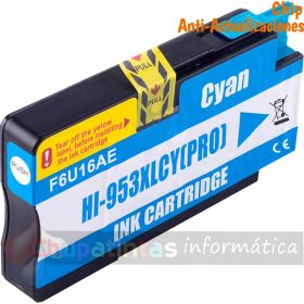 HP 953XL Cian Cartucho de Tinta Genérico - Reemplaza F6U16AE/F6U12AE (Chip Anti-Actualizaciones)