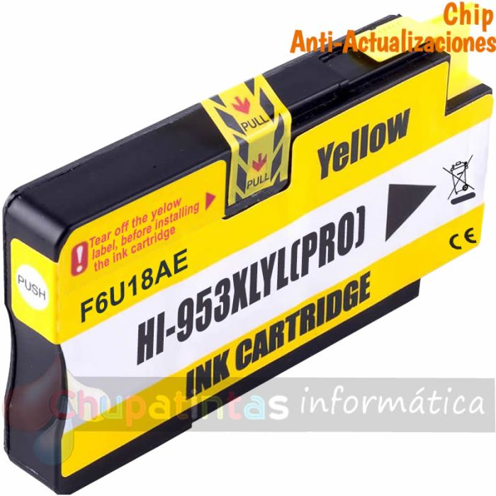 HP 953XL Amarillo Cartucho de Tinta Genérico - Reemplaza F6U18AE/F6U14AE (Chip Anti-Actualizaciones)