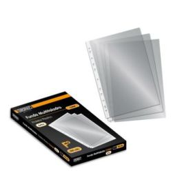 Ingraf Pack de 100 Fundas Multifuncional Cristal Extra Cj - Transparente - Ideal para Carpetas de Anillas - Acabado Cristal y Granulado