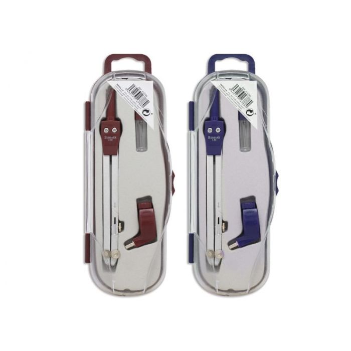 Bismark Compas Escolar - Articulacion con Adaptador Universal - Incluye Tubo de Minas - Presentado en Estuche de Plastico - Colores Surtidos