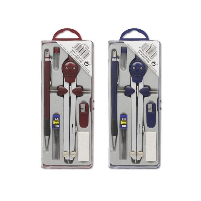 Bismark Compas Micrometrico con Portaminas - Incluye Portaminas de 0,5 con Tubo de Minas - Presentado en Estuche de Plastico - Colores Surtidos