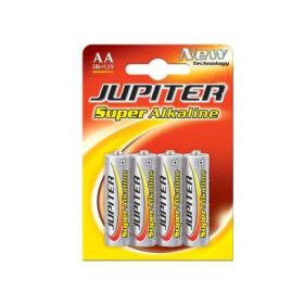 Jupiter Pack de 4 LR6 Pila Alcalina - Alta Tecnologia - Fiabilidad - Elevado Rendimiento - Maximas Prestaciones - Seguras y No Contaminantes - Color Varios