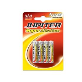 Jupiter Pack de 4 LR03 Pilas Alcalinas - Alta Tecnologia - Fiabilidad - Elevado Rendimiento - Maximas Prestaciones - Seguras y No Contaminantes - Color Varios
