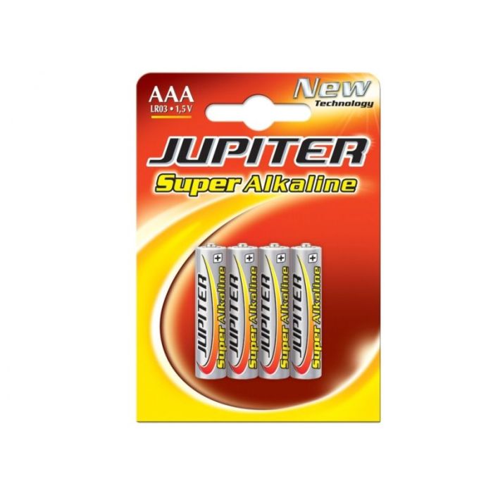 Jupiter Pack de 4 LR03 Pilas Alcalinas - Alta Tecnologia - Fiabilidad - Elevado Rendimiento - Maximas Prestaciones - Seguras y No Contaminantes - Color Varios