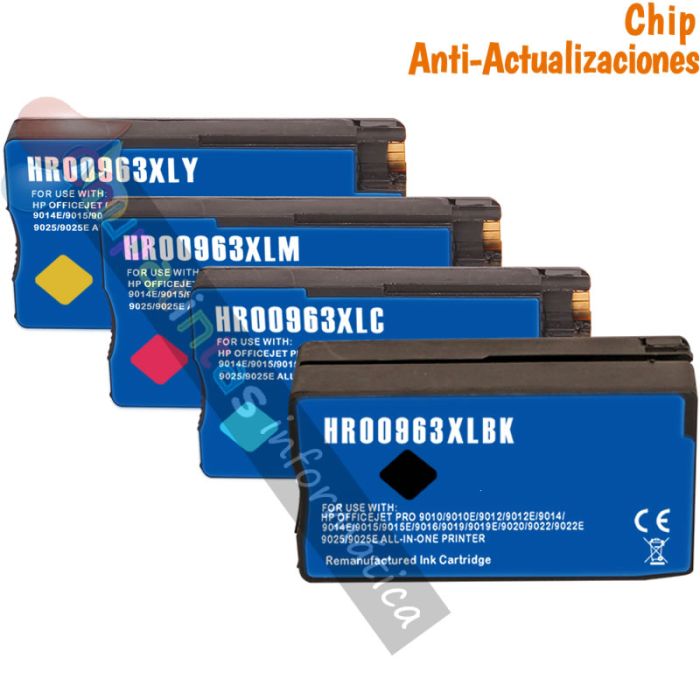 HP 963XL Pack de 4 Cartuchos de Tinta Genéricos (Chip Anti-Actualizaciones)