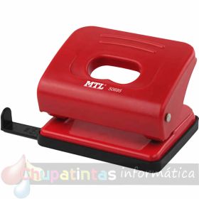 Dohe Taladro Perforador Metálico - Hasta 16 Hojas - Guía y Depósito - Color Rojo