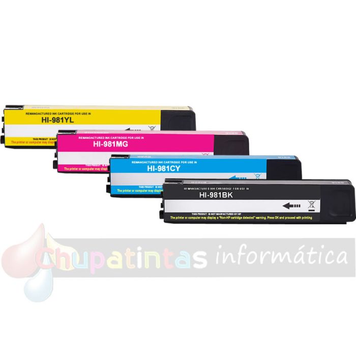 HP 981A/981X/981Y Pack de 4 Cartuchos de Tinta Genéricos