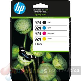 HP 924 Pack de 4 Cartuchos de Tinta Original Negro, Amarillo, Magenta y Cian - 6C3Z1NE
