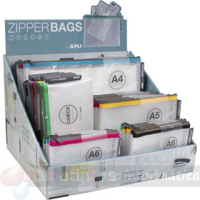 Apli Expositor de Zipper Bags - 80 Unidades en 4 Medidas Surtidas - 5 Colores Resistentes - Goma Eva Transparente-1