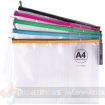 Apli Sobres Porta-Todo de Goma Eva Transparente - Tamaño A4 (355x255mm) - Suaves, Portatiles, Resistentes y Duraderos - Cierre de Cremallera - Pack de 20 Unidades en 5 Colores Surtidos