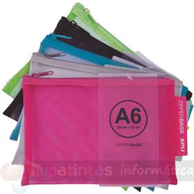 Apli Pack de 20 Sobres A6 Porta-Todo de Nylon con cremallera en 5 colores surtidos-1