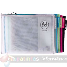 Apli Pack de 20 Sobres A4 Porta-Todo de Nylon con cremallera en 5 colores surtidos-1