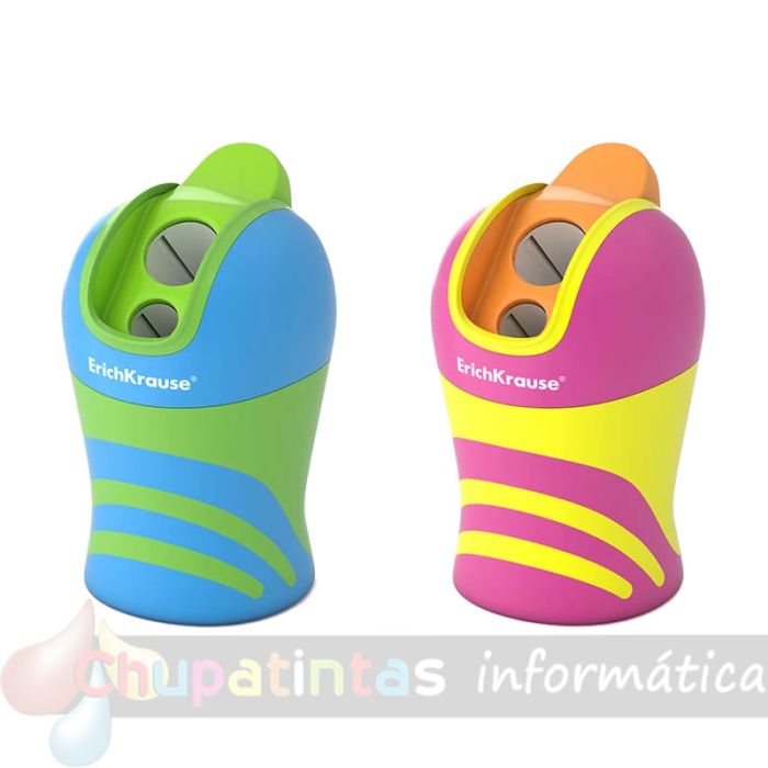 Erichkrause Sacapuntas Cyber Sport - Dos Orificios - Contenedor para Virutas - Sistema Total Clean - Colores Surtidos-2