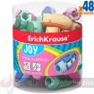 Erichkrause Joy Sacapuntas de Plastico - Colores Brillantes - Clip Comodo - Orificio de 8mm - Cuchilla de Acero al Carbono en Forma de Espiral - Color Surtido