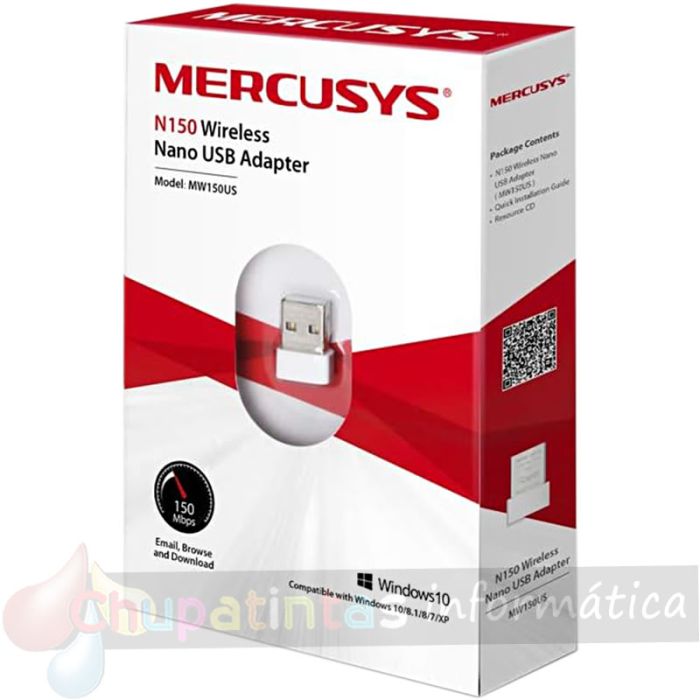 Mercusys Adaptador USB Nano Inalambrico N150 - USB 2.0 - Hasta 150Mbps