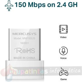 Mercusys Adaptador USB Nano Inalámbrico N150 - USB 2.0 - Hasta 150Mbps -3