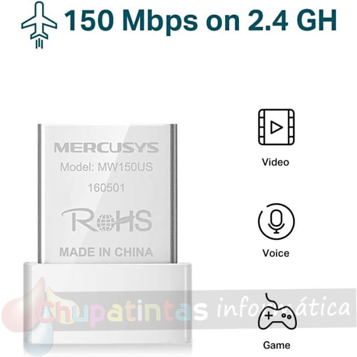Mercusys Adaptador USB Nano Inalámbrico N150 - USB 2.0 - Hasta 150Mbps -3