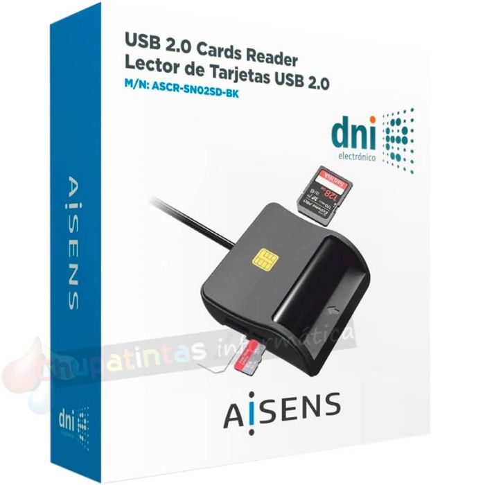 Aisens Lector de Tarjeta Inteligente DNI con Lector de Tarjetas SIM - SD - Micro SD - MMC - RS-MMC - MMC Micro - Color Negro-4