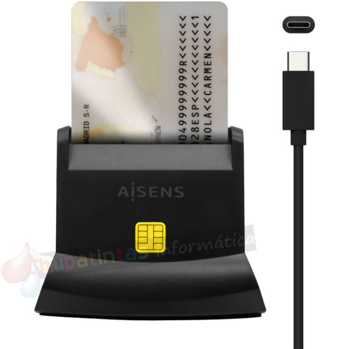 Aisens Lector de Tarjeta Inteligente DNI USB-C con Lector de Tarjetas SIM, SD, Micro SD, MMC, RS-MMC, MMC Micro-2