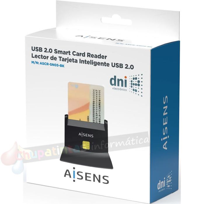 Aisens Lector de Tarjeta Inteligente DNI - Color Negro-4