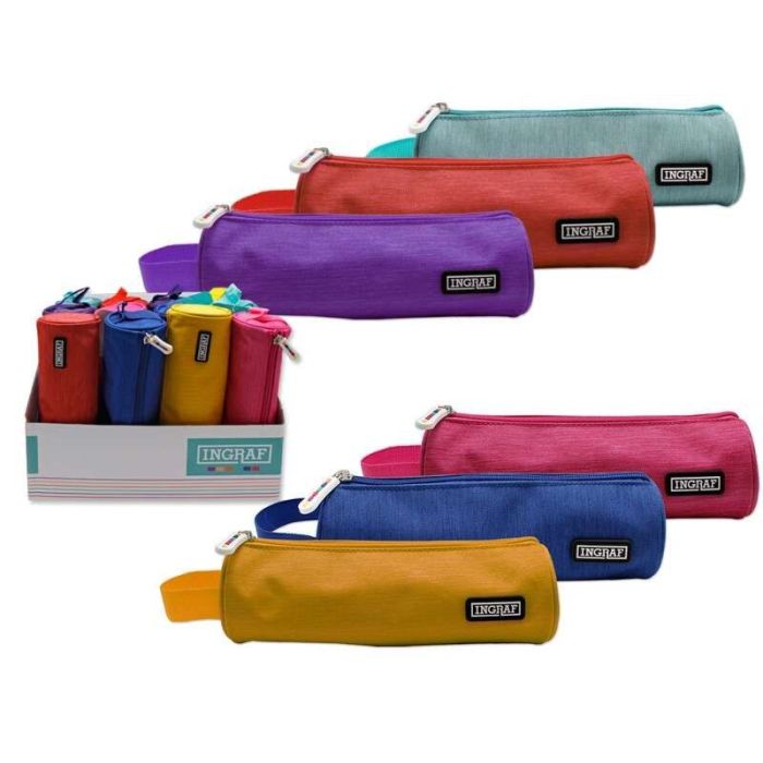 Ingraf Mediterraneo Portatodo Redondo - Diseño Elegante - Material Resistente - Cierre Seguro - Ideal para Uso Diario - Facil de Limpiar - Compacto y Ligero - Colores Surtidos