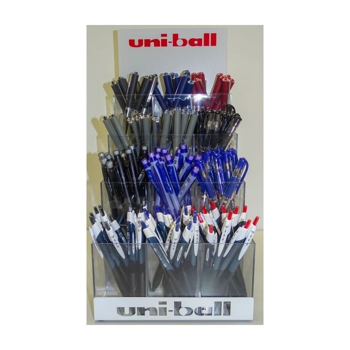 Uni-ball Expositor de 144 Articulos de Escritura Surtido - Gamas Variadas - Color Surtido