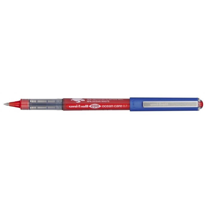 Uni-ball Eye Ocean Care UB-157ROP Boligrafo de Tinta Liquida - Punta de Bola 0.7mm - Trazo 0.5mm - Tinta Resistente al Agua y Luz - Color Rojo