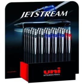 Uni-ball JetStream SXN-210 Expositor de 36 Boligrafos Retractiles - Punta de Bola 1mm - Tinta Pigmentada Resistente al Agua y Luz - Secado Instantaneo - Ideal para Zurdos - Color Surtido
