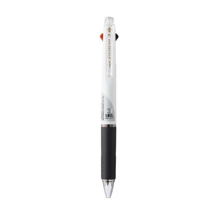 Uni-ball JetStream SXE3-400-10 Boligrafo Multiple - Punta de Bola 1mm - Tinta Resistente al Agua y Luz - Secado Instantaneo - Ideal para Zurdos - Color Blanco