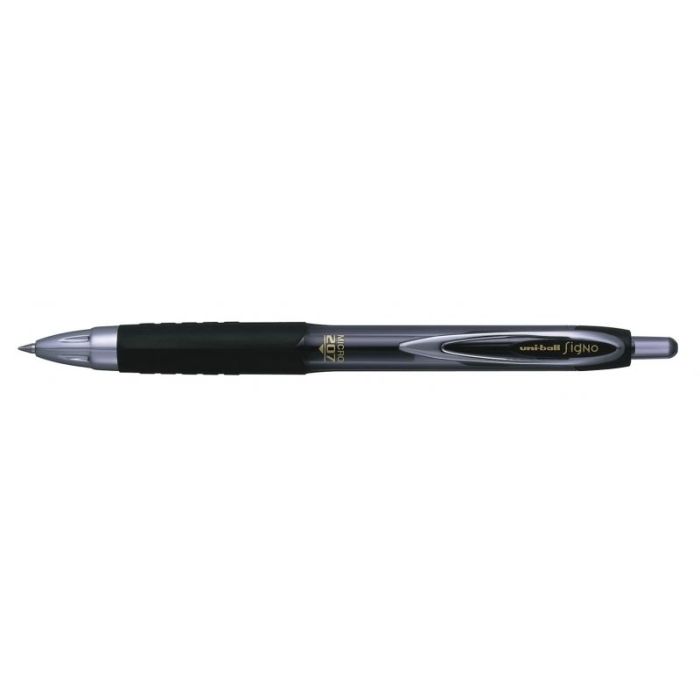 Uni-ball UMN-207 MICRO Roller de Tinta Pigmentada - Punta de Bola 0.5mm - Grip de Caucho Antifatiga - Escritura Suave y Duradera - Color Negro