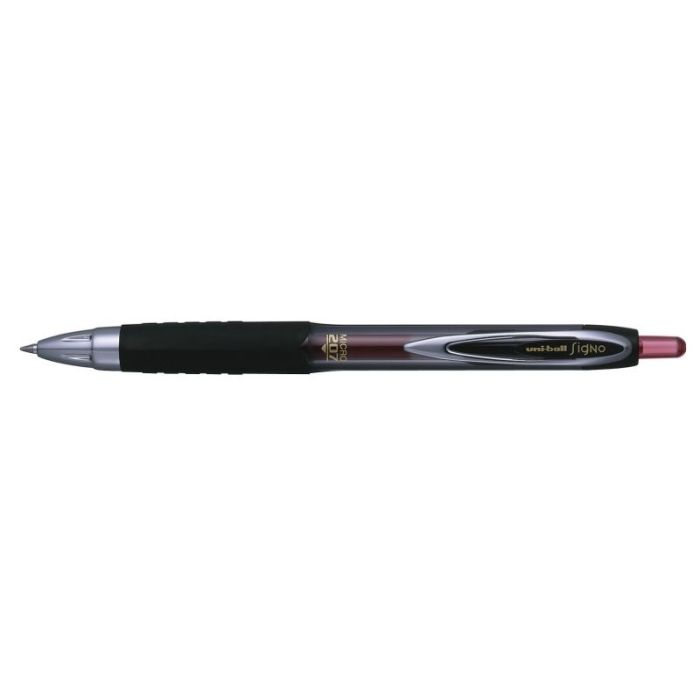 Uni-ball UMN-207 MICRO Roller de Tinta - Punta de Bola 0.5mm - Grip de Caucho Antifatiga - Tinta Pigmentada Resistente a Luz y Agua - Color Rojo