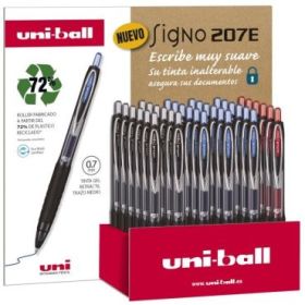 Uni-ball UMN-207E/3D Expositor de 36 Rollers - Punta de Bola 0.7mm - Grip de Caucho Antifatiga - Tinta Pigmentada Resistente a la Luz y al Agua - Color Surtido