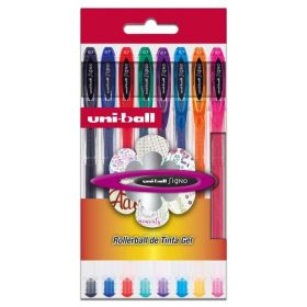 Uni-ball Signo Basico Pack de 8 Boligrafos de Tinta Gel - Punta de Bola 0.7mm - Tinta Resistente al Agua y Luz - Colores Surtidos