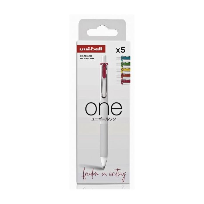 Uni-ball UMN-S-07 Pack de 5 Boligrafos de Tinta Liquida - Punta de Bola 0.7mm - Escritura Ultra Fluida - Agarre Suave y Comodo - Color Surtido
