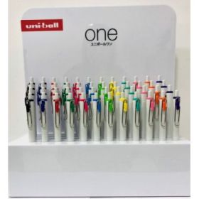 Uni-ball UMN-S-07 ONE Expositor de 48 Boligrafo de Tinta Liquida - Punta de Bola 0.7mm - Escritura Ultra Fluida - Agarre Suave y Comodo - 18 Colores Brillantes - Color Surtido