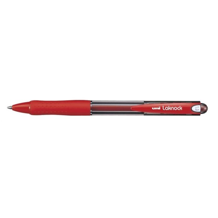 Uni-ball Laknock SN-100(10) Boligrafo de Tinta Base Aceite - Punta de Bola 1mm - Tinta Suave y Duradera - Cuerpo de Plastico - Color Rojo
